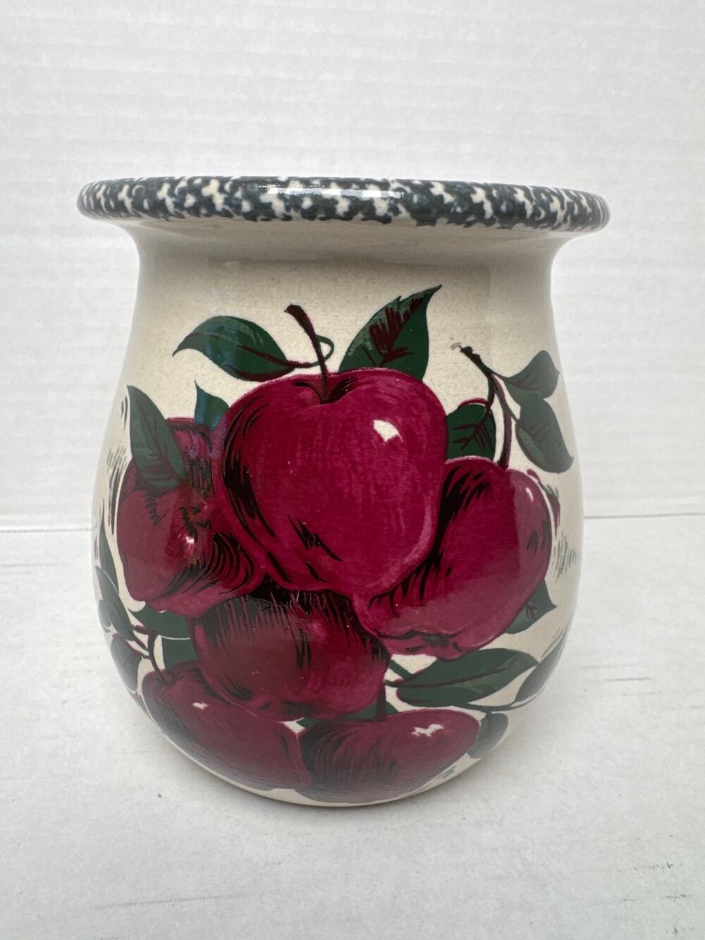 Home & Garden Party Apple Stoneware Crock Votive Candle Vase 1999 USA